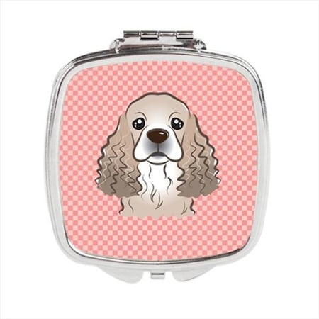 Carolines Treasures Carolines Treasures BB1216SCM Checkerboard Pink Cocker Spaniel Compact Mirror; 2.75 x 3 x .3 In. BB1216SCM